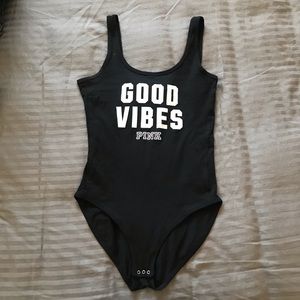 Victoria secret pink good vibes body suit size S